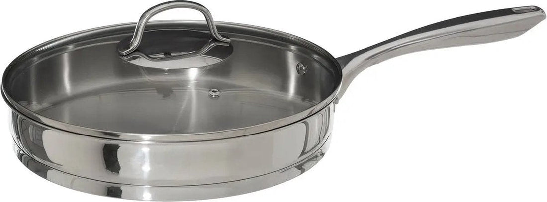 Secret de Gourmet - Hapjespan met deksel - Alle kookplaten / warmtebronnen geschikt - zilver - Dia 28 cm
