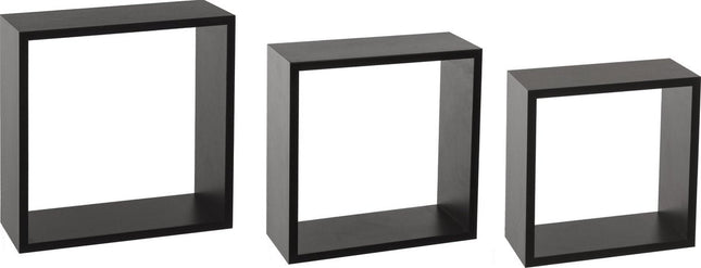 Lot de 3 étagères murales Atmosphera - Noir - Éléments muraux - Plateau - Bois