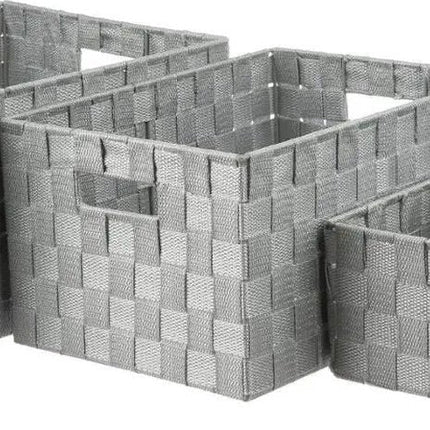 Paniers de rangement tressés - Lot de 4 - polyester - gris - organiseurs de placard - rangement
