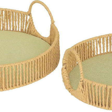 Atmosphera Dienbladen/Plateau's - Set van 2 stuks - Ø35xH11cm - Groen