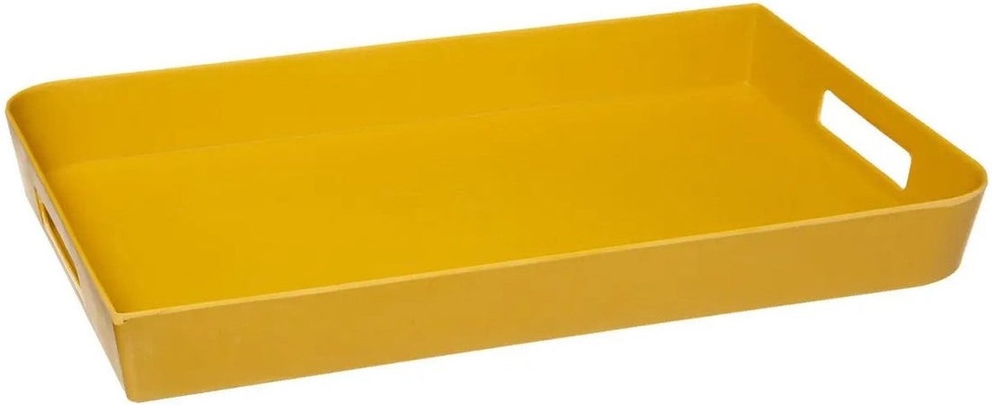 Dienblad/serveerblad rechthoekig 45 x 30 cm okergeel met handvaten - Serveerbladen, dienbladen & keukenbenodigdheden