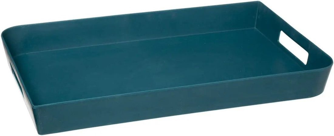 Rectangular serving tray 45 x 30 cm petrol blue with handles - Serving trays, trays & kitchen essentials