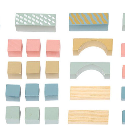 Atmosphera Kids Blocs de construction en bois - 50 pièces - 16x15x16cm - Multicolore