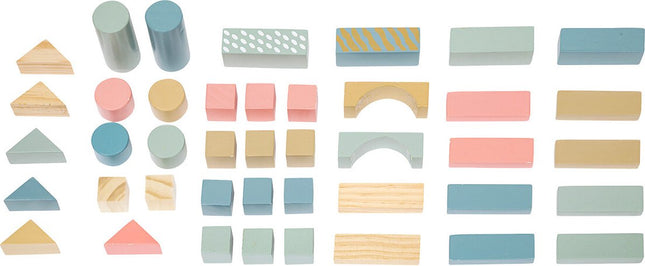 Atmosphera Kids Blocs de construction en bois - 50 pièces - 16x15x16cm - Multicolore