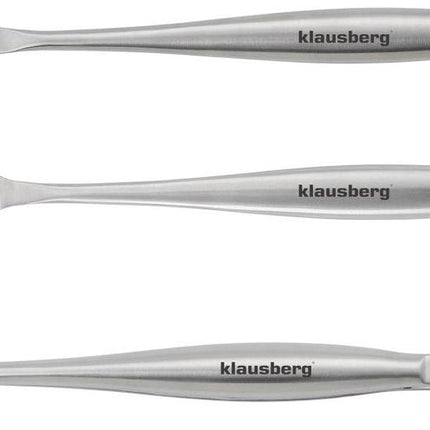 Klausberg KB-7900 Set de barbecue – Kit de gril 3 pièces en inox (Spatule, Fourchette à viande & Pince) - Coffret cadeau - Convient aux amateurs de Kamado / Weber