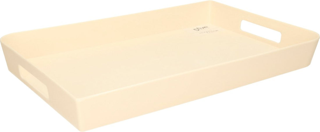 Dienblad/serveerblad rechthoekig - creme wit met handvaten - 45 x 30 cm
