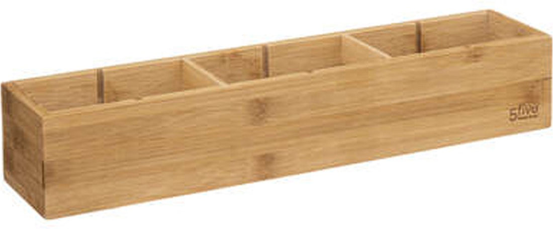 5Five Schubladen-/Schrank-/Badezimmer-Organizer - 3 Fächer - L38 x B8 x H7 cm - Bambusholz - hellbraun - herausnehmbare Trennwände