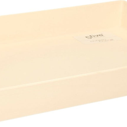 Plateau de service rectangulaire 35 x 25 cm beige/crème avec poignées