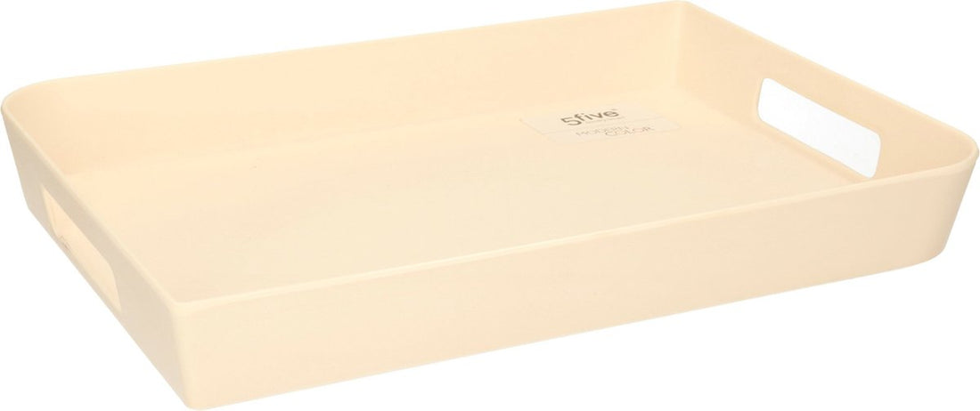 Tray/serving tray rectangular 35 x 25 cm beige/cream with handles