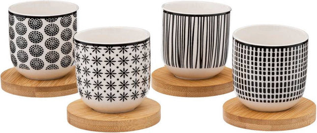 Set van 4 Bohemia kopjesSet van 4 Bohemia kopjesSet van 4 Bohemia kopjes van 10cl - "ZWART EN WIT"