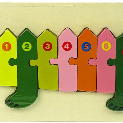 Leantoys Puzzle en bois Crocodile Chiffres - Jeu éducatif pour apprendre à compter de 1 à 10 - Puzzle de blocs en bois 3+ - Apprendre à compter - Jouets - Bois - Idée de cadeau de Saint-Nicolas - Idée de cadeau -