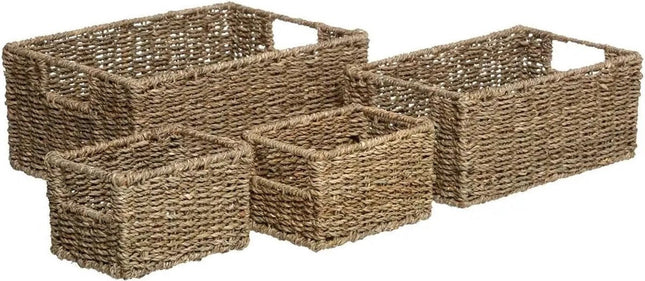 Paniers de rangement - lot de 4 - en jonc de mer tressé - paniers - rangement - Paniers de rangement/salle de bain de différentes tailles