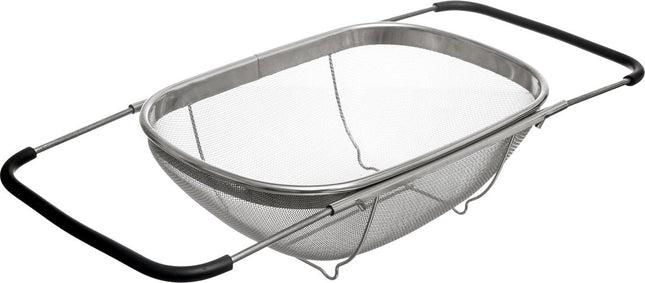 Atmosphera roestvrijstalen zeef - 37 cm - Rechthoekige zeef - Uitrekbare zeef - Vergiet - RVS