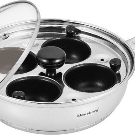 Klausberg 7606 - Casserole à œufs avec insert à œufs - couvercle en verre - ø20cm