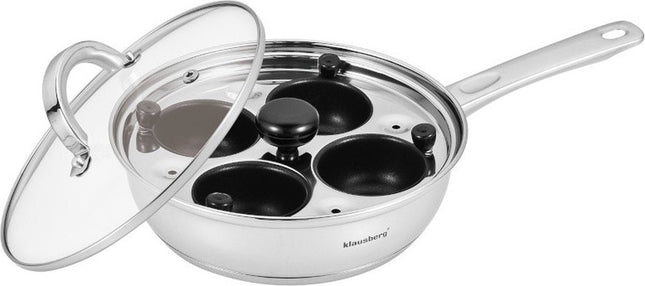 Klausberg 7606 - Casserole à œufs avec insert à œufs - couvercle en verre - ø20cm