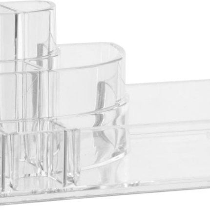 5Five Organisateur de maquillage - 9 compartiments - 17,5 x 9,5 cm - transparent - plastique - Porte-vernis à ongles - Porte-maquillage - Organiseurs