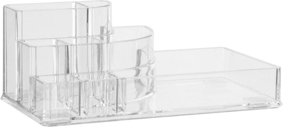 5Five Make-up organizer - 9 vakken - 17, 5 x 9, 5 cm - transparant - kunststof - Nagellak houder - Make-up houder - Organizers