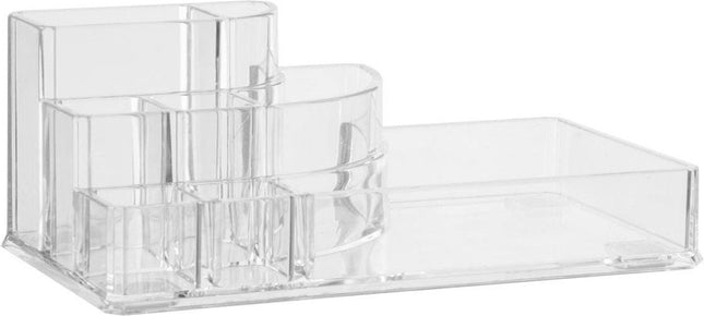 5Five Organisateur de maquillage - 9 compartiments - 17,5 x 9,5 cm - transparent - plastique - Porte-vernis à ongles - Porte-maquillage - Organiseurs
