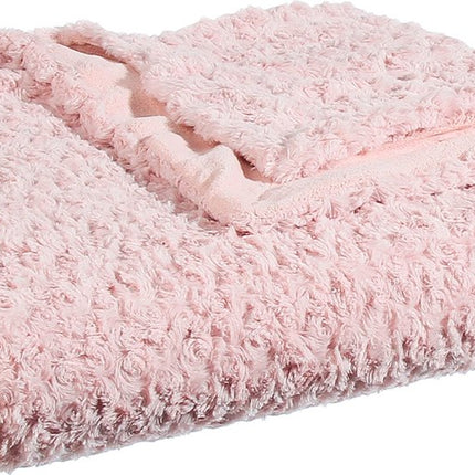 Atmosphera Couvre-lit/jeté/plaid - rose clair - polyester - 230 x 180 cm - motif noué