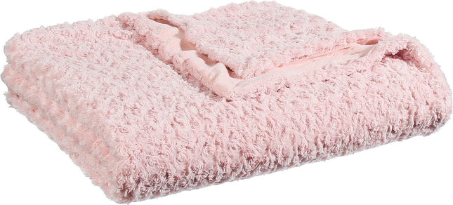 Atmosphera Couvre-lit/jeté/plaid - rose clair - polyester - 230 x 180 cm - motif noué