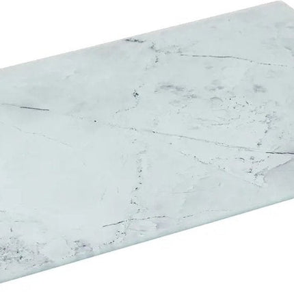Planche à découper/planche de service en verre 5Five - rectangulaire - blanche avec imprimé marbre - 30 x 20 cm