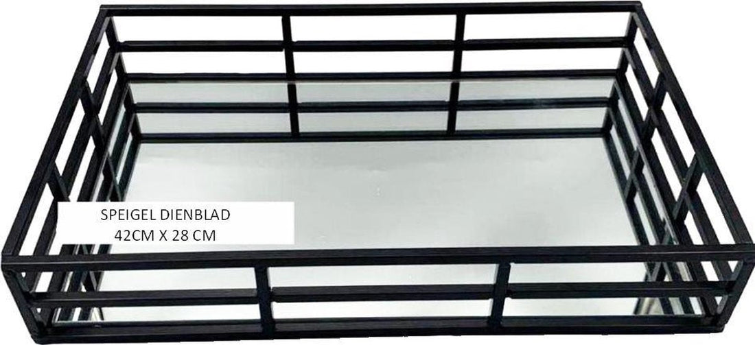 Luxury Mirrored Tray Black | anti-slip | 42*28cm