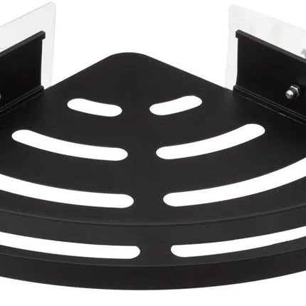 5Five Organisateur d'angle de salle de bain - noir - métal - porte-savon avec crochets - 23 x 23 cm - étagère de douche