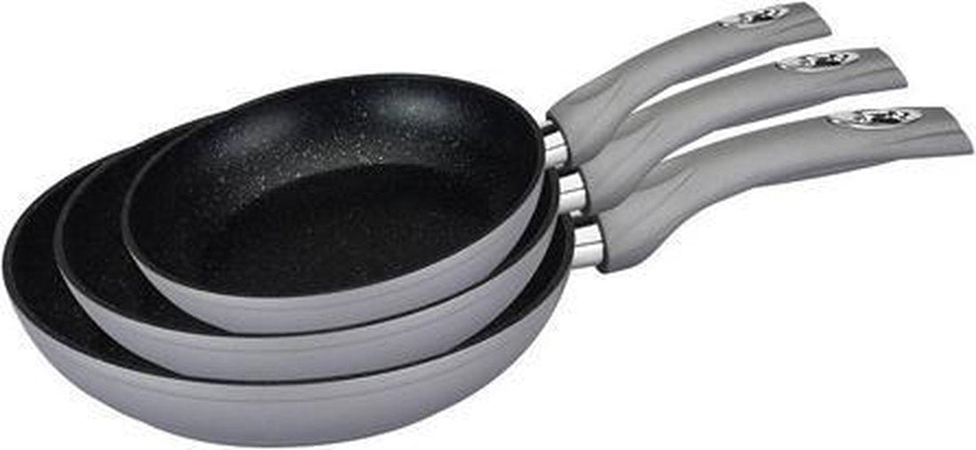 HerZog frying pan set induction - 3-piece - cool-touch handles - silver