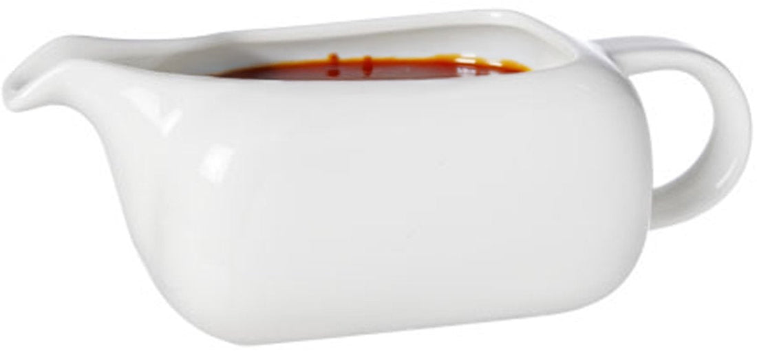 Gemütliche & trendige Soßenkanne - Porzellan - weiß - 250 ml - Ausgießer/Griff - spielerische Form