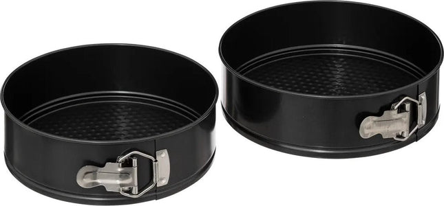 5Five moules à gâteaux/moule à manqué/ustensile de cuisson - noir - métal - Dia 24 et 22 cm - 2 pièces