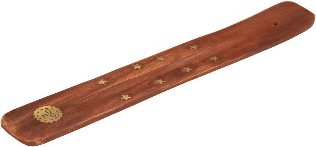 Atmosphera wierookhouder plankje Chi – hout met gouden oosterse details, 25