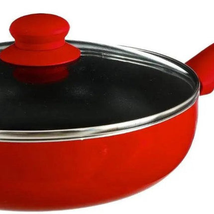 Secret de Gourmet - Sauteuse avec couvercle - Tous feux/sources de chaleur - Rouge/Noir - Dia 24 cm