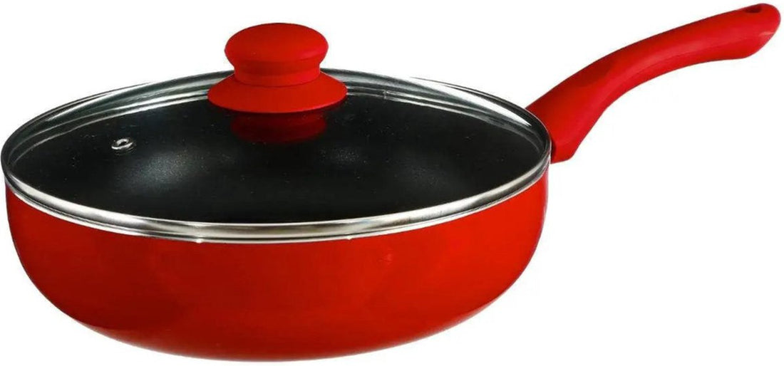 Secret de Gourmet - Hapjespan met deksel - Alle kookplaten/warmtebronnen geschikt - rood/zwart - Dia 24 cm