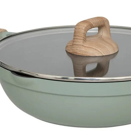 5Five Casserole avec couvercle en verre - Compatible tous feux - vert/beige - D28 x H13cm - Sauteuse