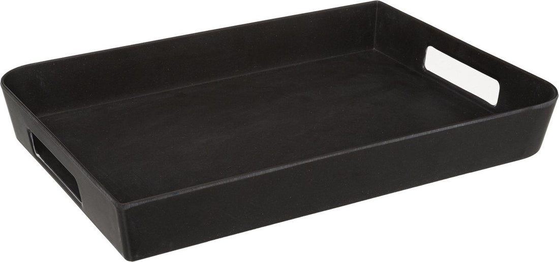 Serving tray/serving platter rectangular 35 x 25 cm anthracite grey with handles - Serving platters, serving trays & kitchen supplies