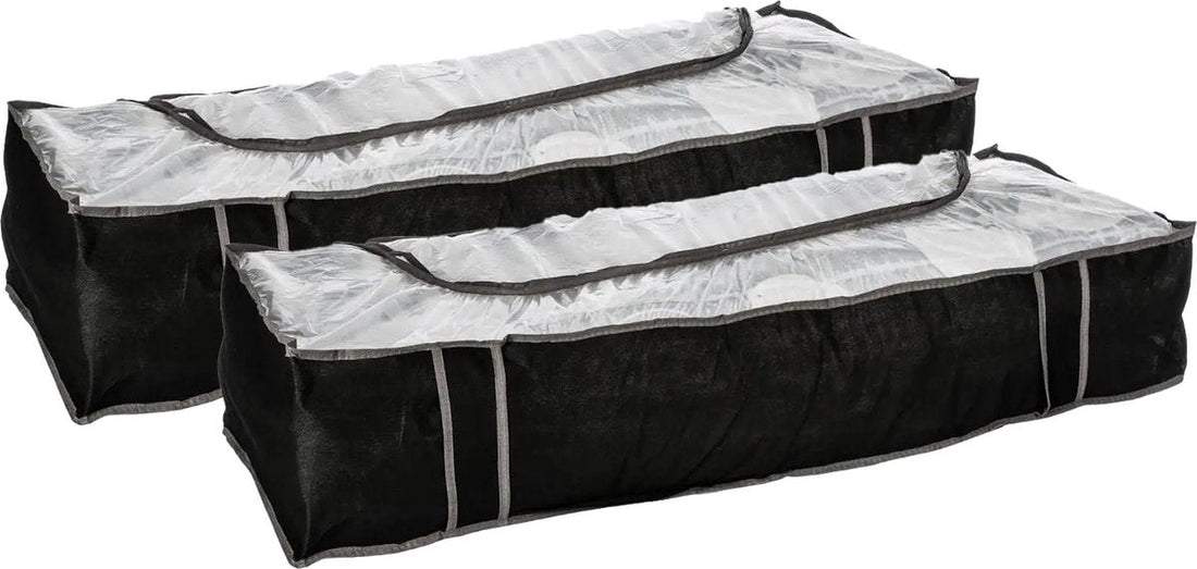 5Five Opberghoes/beschermhoes dekens en kussens - 2x - zwart/grijs - 100 x 45 x 20 cm