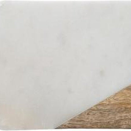 Planche de service en marbre blanc et bois de manguier 30 x 15 cm | Planche à découper en marbre