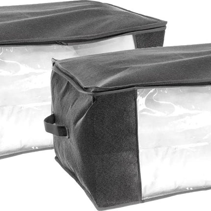 5Five Opberghoes/beschermhoes - 2x - dekbedden/kussens - grijs - 60 x 45 x 30 cm - dekbedhoes