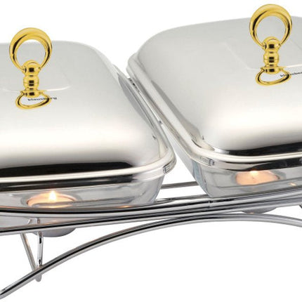 Klausberg 7922 - Double chauffe-plats - verre - 2 x 1,5 litres - support en acier inoxydable