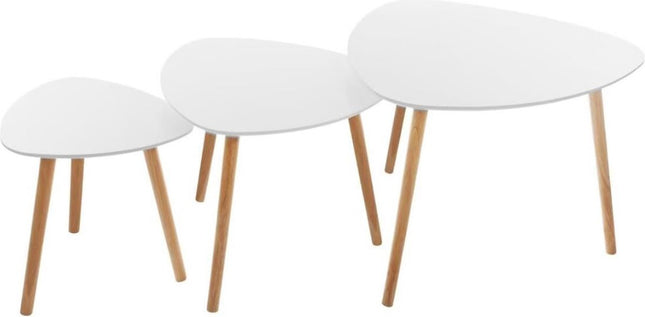 Atmosphera Créateur d'intérieur® Table basse gigogne lot de 3 - Blanc - Bois - Chêne - Salon