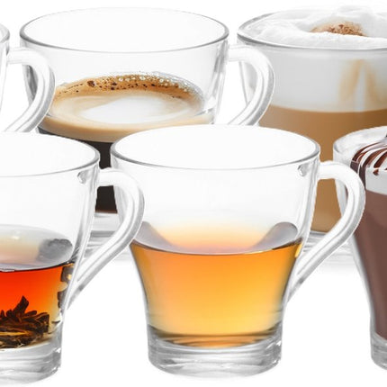 Vivalto Design Verres à café/thé avec anse - lot de 6 pièces - verre transparent - 280 ml