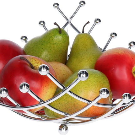 5Five Corbeille/coupe à fruits Basel - métal - D30 x H14 cm - argent - carrée - spirale