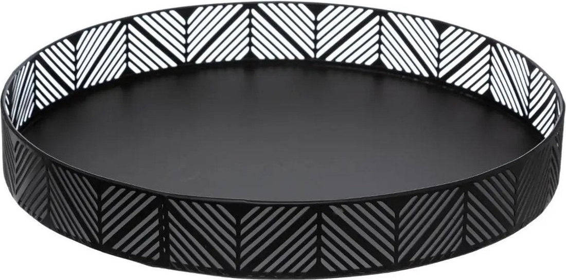 5five Kerzentablett/Kerzenteller - schwarz - rund - D 29,5 cm - Metall - mit Zierrand