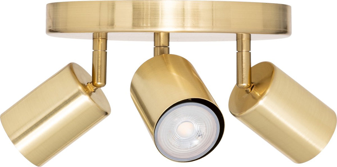 Atmosphera Vico plafondlamp met 3 verstelbare spots – mat goud, Ø 20 cm
