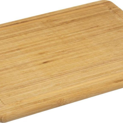 Secret de Gourmet Planche à découper avec poignée métallique - 42 x 30 cm - bois de bambou - Planche de service - Planche à pain