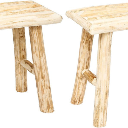 Atmosphera Tabouret/Siège d'appoint - 2x - bois - couleur bois - L23 x L34 x H31 cm