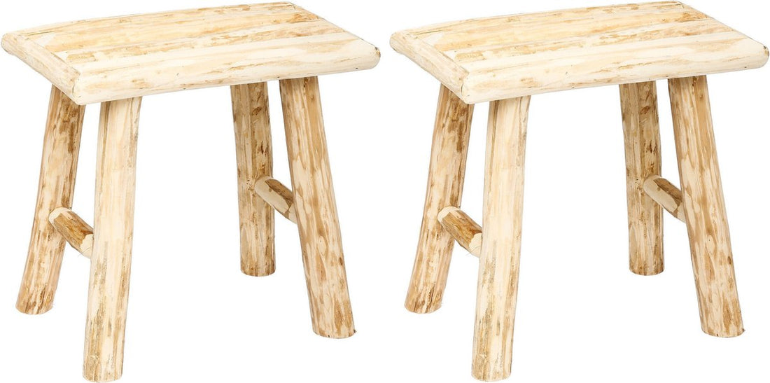 Atmosphera stool/side chair - 2x - wood - wood color - L23 x W34 x H31 cm
