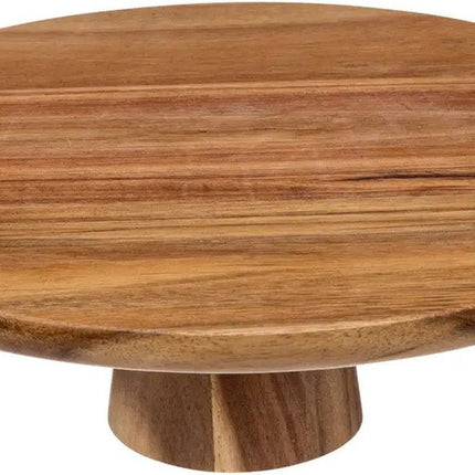 Présentoir à gâteaux 5Five - plat - rond - bois d'acacia - 28 x 9 cm - présentoir sur pied