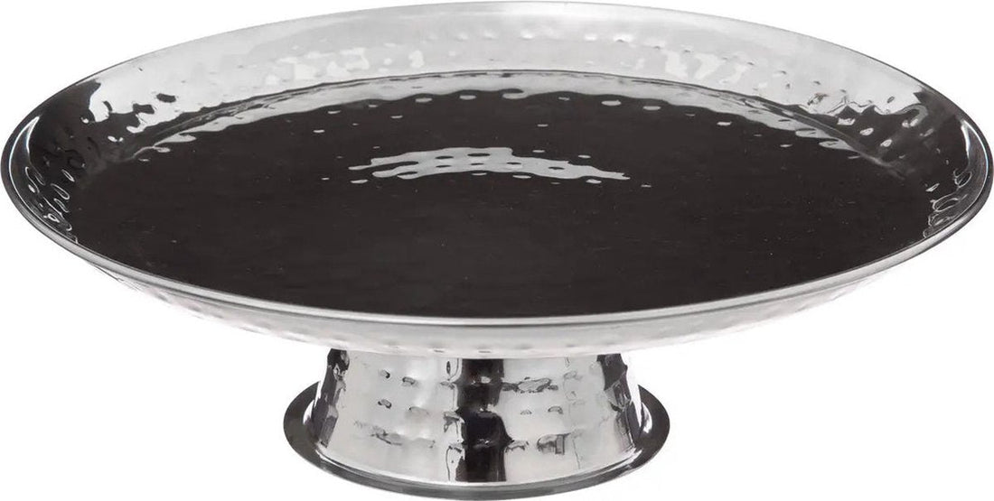 5Five cake/pastry serving platter - flat - round - silver - stainless steel - 26 x 8 cm - presentation stand with pedestal