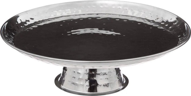 Plat de service à gâteau 5Five - plat - rond - argenté - acier inoxydable - 26 x 8 cm - plat de présentation sur pied